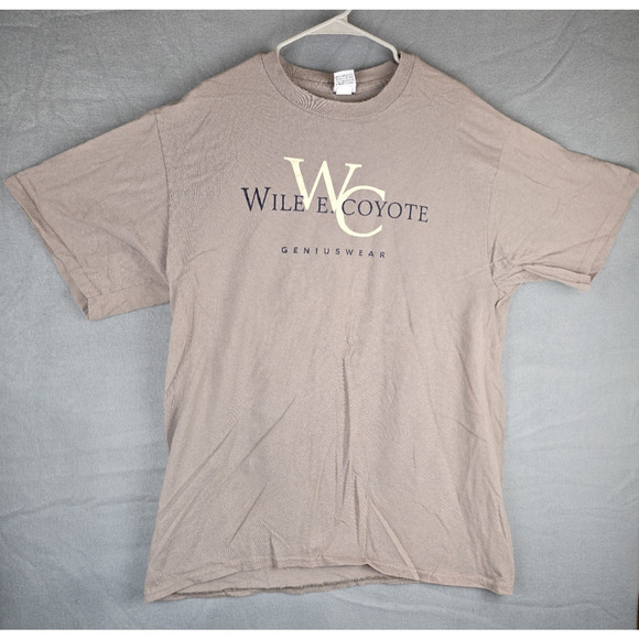 Vintage Wile E Coyote Looney Tunes T-Shirt XL Tan Made in USA 1995 - Picture 1 of 9